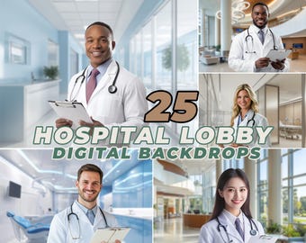 25 fondos digitales modernos para vestíbulos de hospitales: fondos para retratos empresariales (descarga digital)
