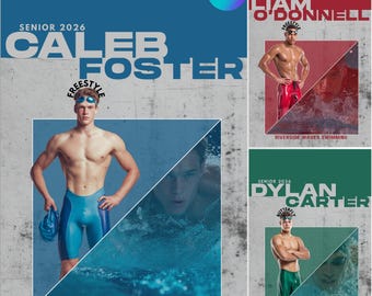 Swimming Senior Night Poster: Custom Athlete Banner, Graduation Keepsake (Editable Canva Template)