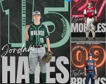 Baseball Senior Night Poster: Editable Canva Template (Digital Download)