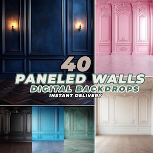 40 Colorful Panel Wall Digital Backdrops Set | Studio Photography Backgrounds | Maternity Backdrop Overlays | Photoshop Composite Textures