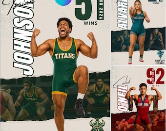 Wrestling Poster Canva Template: Senior Night Memory Mate (Digital Download 2400x3600 px)