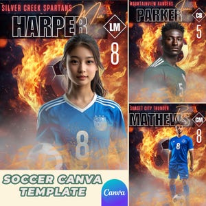 Soccer Banner & Poster Canva Template | Editable Digital Soccer Backdrop for Sports Posters, Memory Mates, Senior Banners, and More