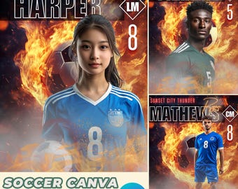 Soccer Banner Template: Editable Sports Poster, Senior Memory Mate (Canva)