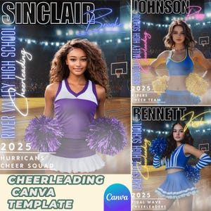 Modèle de toile de pom-pom girl | Bannière d&#39;encouragement pour le lycée, affiche d&#39;encouragement pour les seniors et arrière-plan Sport Memory Mate modifiable | Aucun besoin de Photoshop