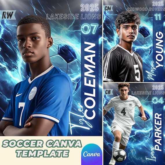 Soccer Poster & Banner Canva Template | Editable Soccer Background For Sports Posters, Senior Banners, Memory Mates, School Sports