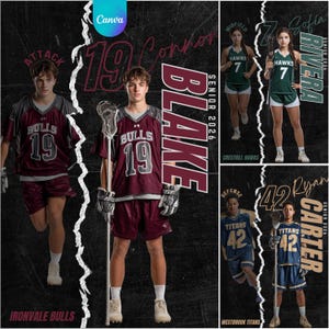 Lacrosse Senior Night Poster | Editable Canva Template | Custom High School Sports Graduation Recognition Banner for Lacrosse Player & Teams