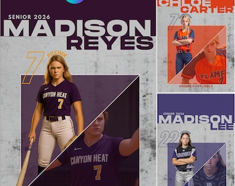 Softball Senior Night Poster Template: Editable Canva Sports Banner (Digital Download)
