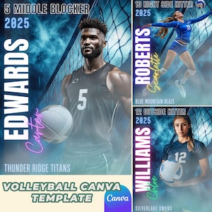 Volleyball Poster Canva Template | Custom Sports Backdrop | Senior Volleyball Banner | Memory Mate | Editable Volleyball Template | Non-PSD