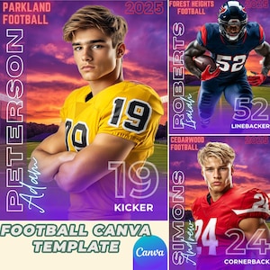 Stormy Football Poster Canva Template: Senior Sports Banner (Digital)