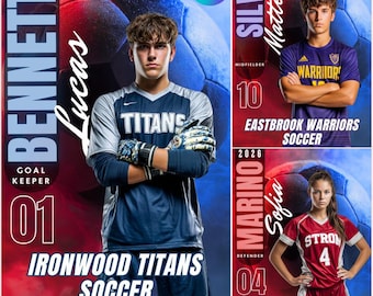Blue & Red Fog Soccer Poster Canva Template