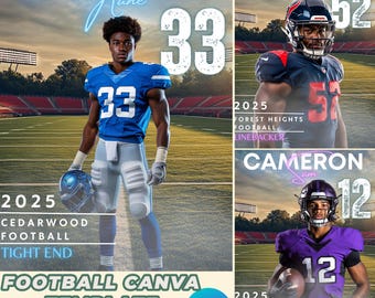 Football Senior Sports Poster: Personalized Canva Template (Digital Design)