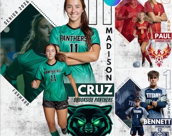 Soccer Senior Night Poster: Editable Canva Template (Digital Download 2400x3600 px)