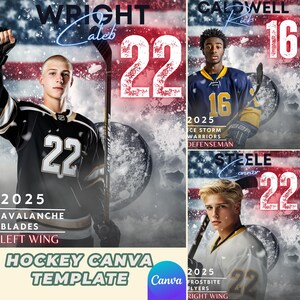 USA Hockey Poster Canva Template | Customizable Sports Banner, Senior Poster, Memory Mate with Hockey Puck & Flag Design