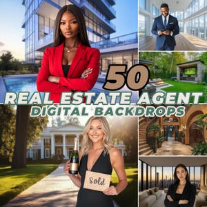 50 Realtor Digital Backdrops for Headshots & Corporate Portraits | Professional Background Overlay for Real Estate Agent Business Photoshoot