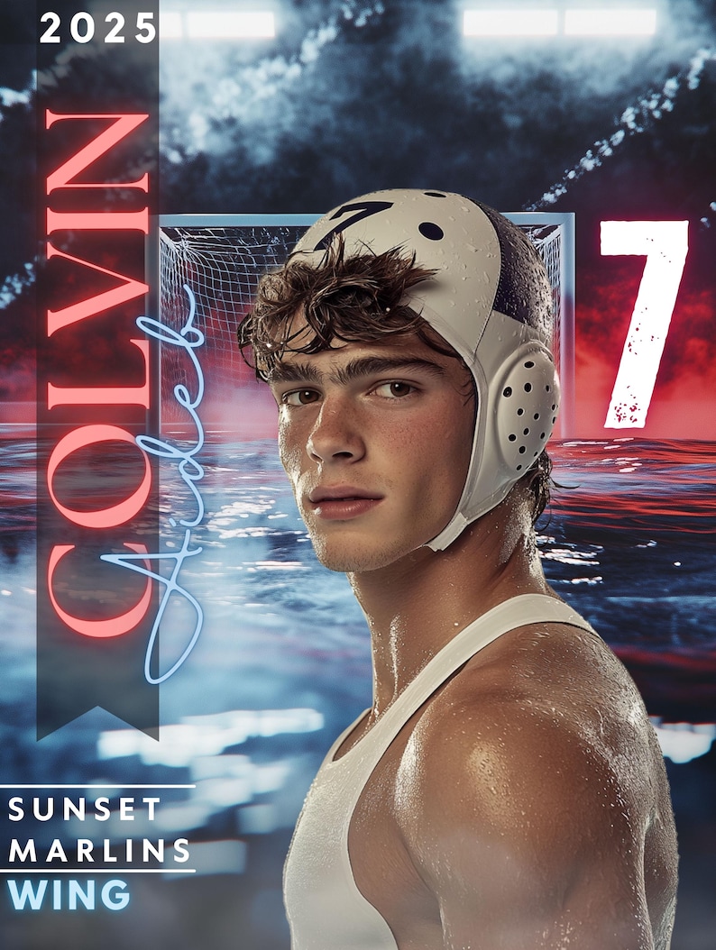Water Polo Senior Poster Canva Template: Smoky Lights Design - Etsy