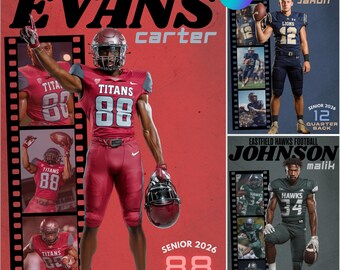 Football Senior Night Filmstrip Poster: Editable Canva Template (Digital Download)