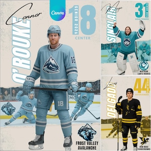 Ice Hockey Poster Canva Template | Hockey Card Banner, Senior Night Memory Mate, Custom Team Poster, Sports Banner & Digital Background