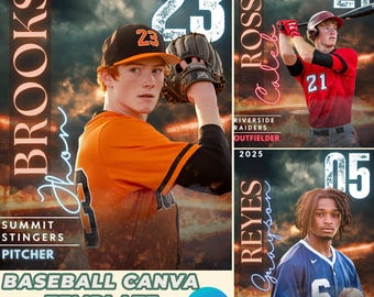 Fiery Diamond Baseball Poster Canva Template: Senior Sports Banner