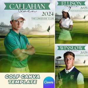 Plantilla de lienzo para carteles y pancartas de golf / Fondo de golf personalizable para carteles deportivos, pancartas para personas mayores, tarjetas deportivas, fotografías y recuerdos