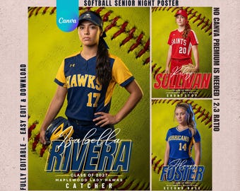 Custom Softball Senior Poster Template | Editable Softball Banner | Personalized Senior Night Print | Premium Softball Player Gift