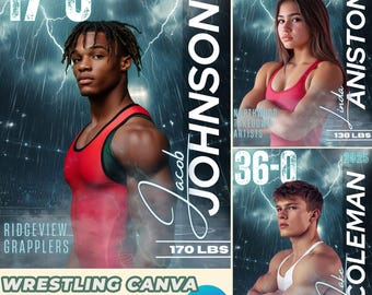 Lightning Wrestling Poster Canva Template: Senior Sports Banner
