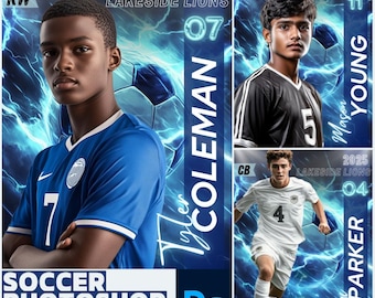 Soccer Poster & Banner Photoshop Template | Editable Soccer Background For Sports Posters, Senior Banners, Memory Mates, School Sports
