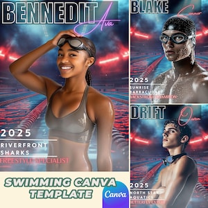 Swimming Poster Canva Template: Senior Sports Design (Digital)