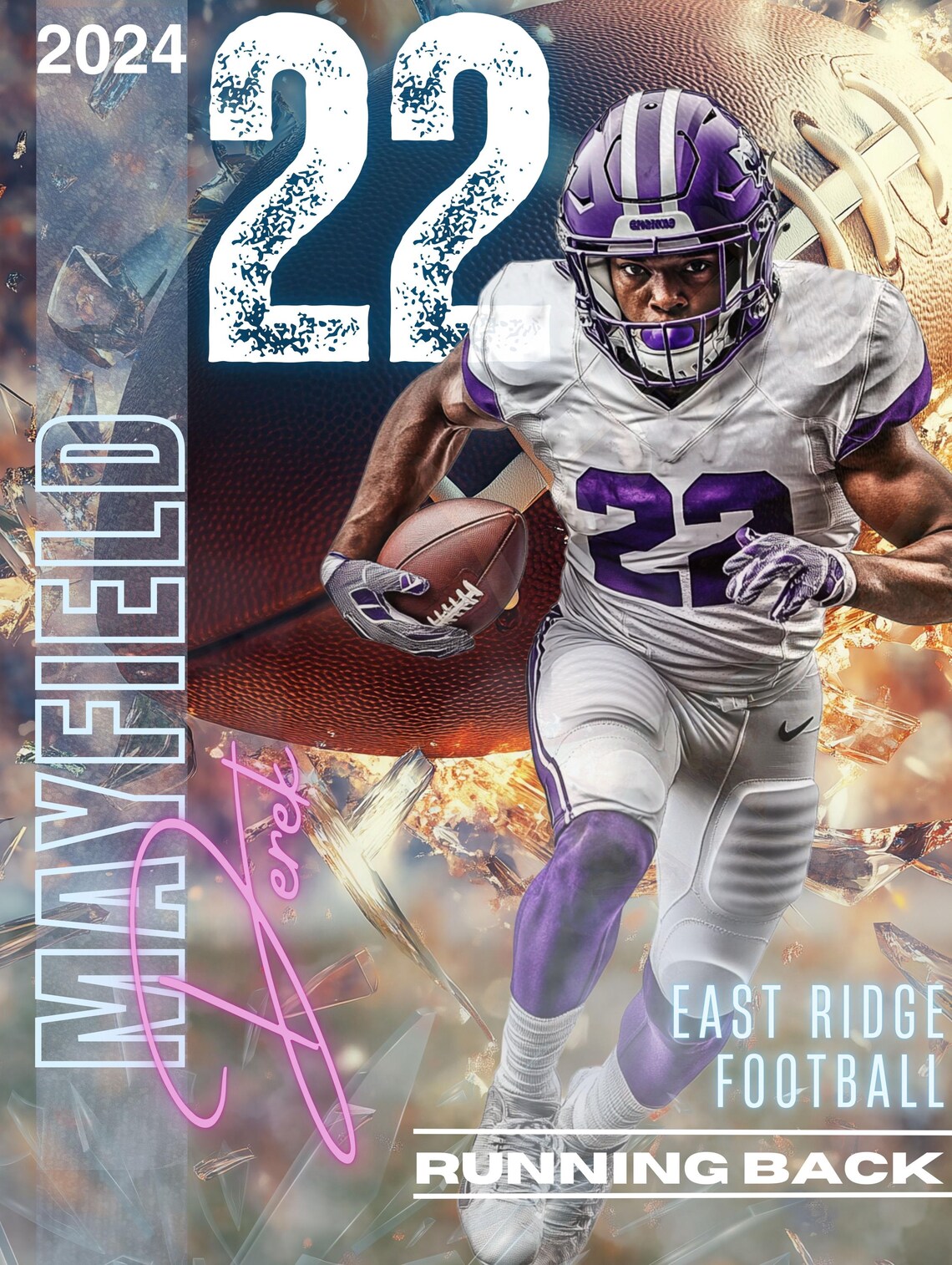 Football Poster Canva Template | Shuttered Glass and Fire Background ...
