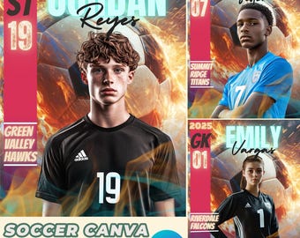 Soccer Senior Poster Canva Template: Sports Banner Background