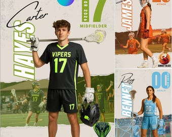 Lacrosse Team Poster Template: Senior Night Banner (Canva Editable, Digital Download)