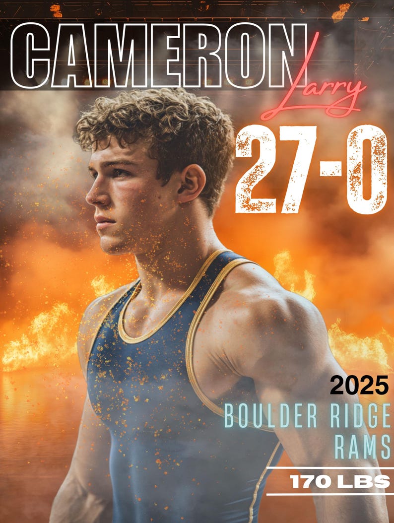 Fiery Wrestling Poster Canva Template: Senior Sports Banner (canva Pro ...