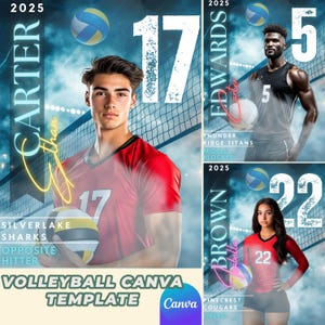 Volleyball Poster Canva Template | Senior Sports Design | Custom Volleyball Net Background | Editable Digital Backdrop
