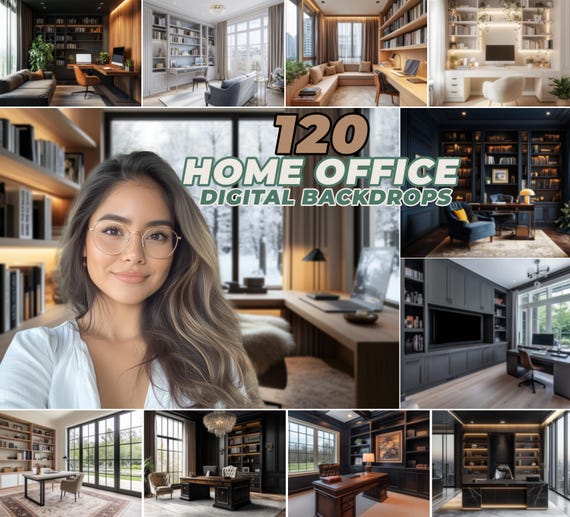 120 Home Office Zoom Backgrounds: Professional Virtual Backdrops (PNG Digital Download)