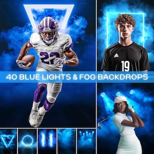 Blue Fog Sports Backgrounds: Football, Basketball, Softball (Digital Download)
