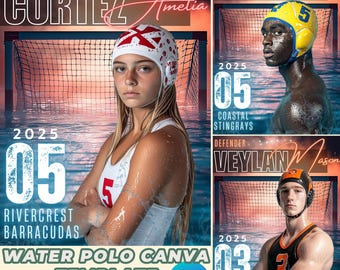 Smoky Water Polo Goal Poster: Customizable Canva Template