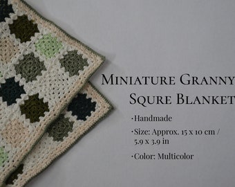 Miniature 1:12 Scale Granny Square Blanket, Handmade Blanket for Miniature House or Dollhouse, Gift for Miniature Enthusiasts