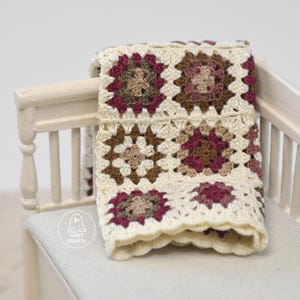 Miniature 1:12 Scale Granny Square Blanket, Handmade Blanket for Miniature House or Dollhouse, Gift for Miniature Enthusiasts