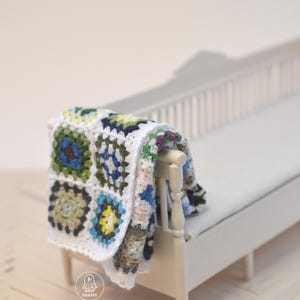 Miniature 1:12 Scale Granny Square Blanket, Handmade Blanket for Miniature House or Dollhouse, Gift for Miniature Enthusiasts
