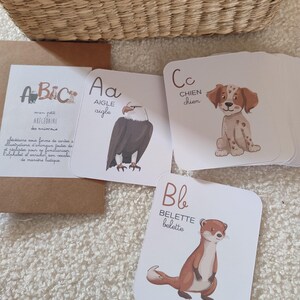 Abécédaire imagier des animaux - Cartes d'apprentissage parent enfant - Montessori - Flashcards