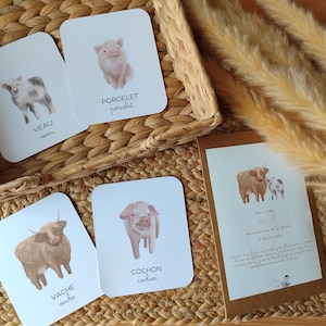 Imagier des animaux de la ferme -  Cartes d'apprentissage flashcards enfant - Montessori