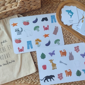 Cherche et trouve les couleurs - Support apprentissage parent enfant - Montessori