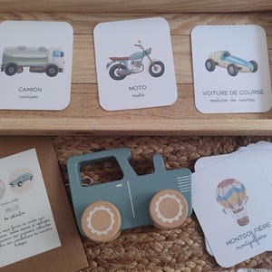 Imagier des véhicules -  Cartes d'apprentissage flashcards enfant - Montessori
