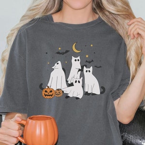 Cute Ghost Cat Shirt, Ghost Shirt, Ghost Cat Shirt,Happy Halloween, Black Cat Shirt, Cat Lover Shirt, Funny Cat Shirt, Comfort Colors Shirt