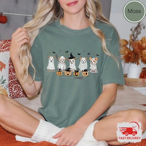 Cute Ghost Dog shirt, Ghost Dog Tee, Halloween Dog T-shirt, Spooky Season Gift, Dog Lovers shirt, Halloween Cute Shirt, Comfort Colors Shirt