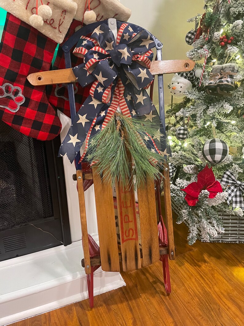 Patriotic Vintage Sled Reclaimed From Barns of Bucks County Pa. Rail Sleds Started in 1889 in