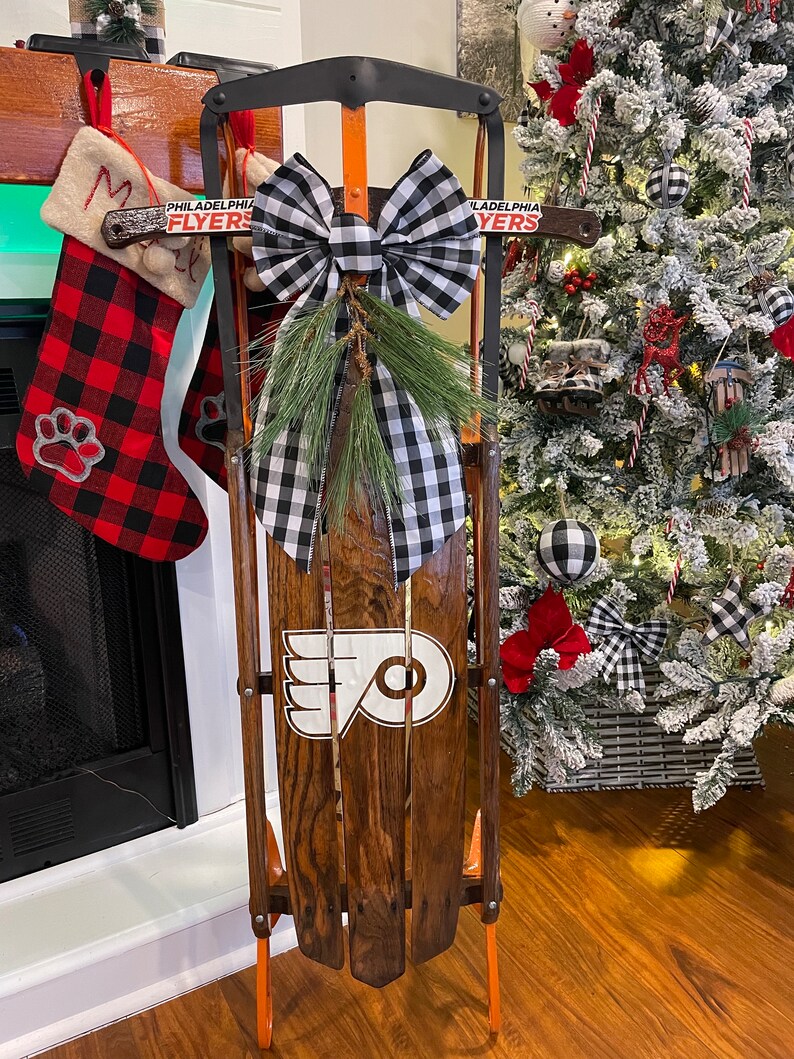 Philadelphia Flyers Vintage Sled Reclaimed From Barns of Bucks County Pa. Rail Sleds Started in