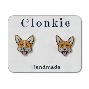 Cute Corgi Stud Earrings Hypoallergenic Titanium Post Pembroke Welsh Corgi Dog Breed Earrings Tri Color Corgi Dog Jewelry Gift For Dog Lover