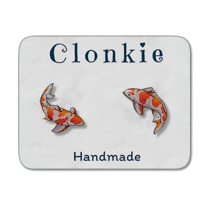 Koi Fish Stud Earrings Cute Koi Fish Jewelry Gift For Fish Animal Lover Japanese Gold Fish Aquatic Jewelry Orange Koi Carp Pisces Earrings