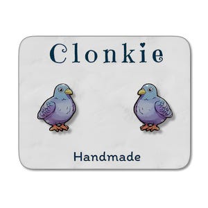 Pigeon Stud Earrings, Grey Pigeon Earrings, Pigeon Jewelry Bird Watcher Gift, Cute Wildlife Animal Earrings For Girls