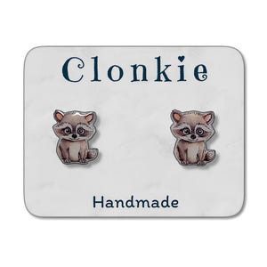 Raccoon Stud Earrings, Cute Raccoon Earrings For Girls, Trash Panda Earrings, Kawaii Raccoon Jewelry, Wildlife Animal Earrings Accessories